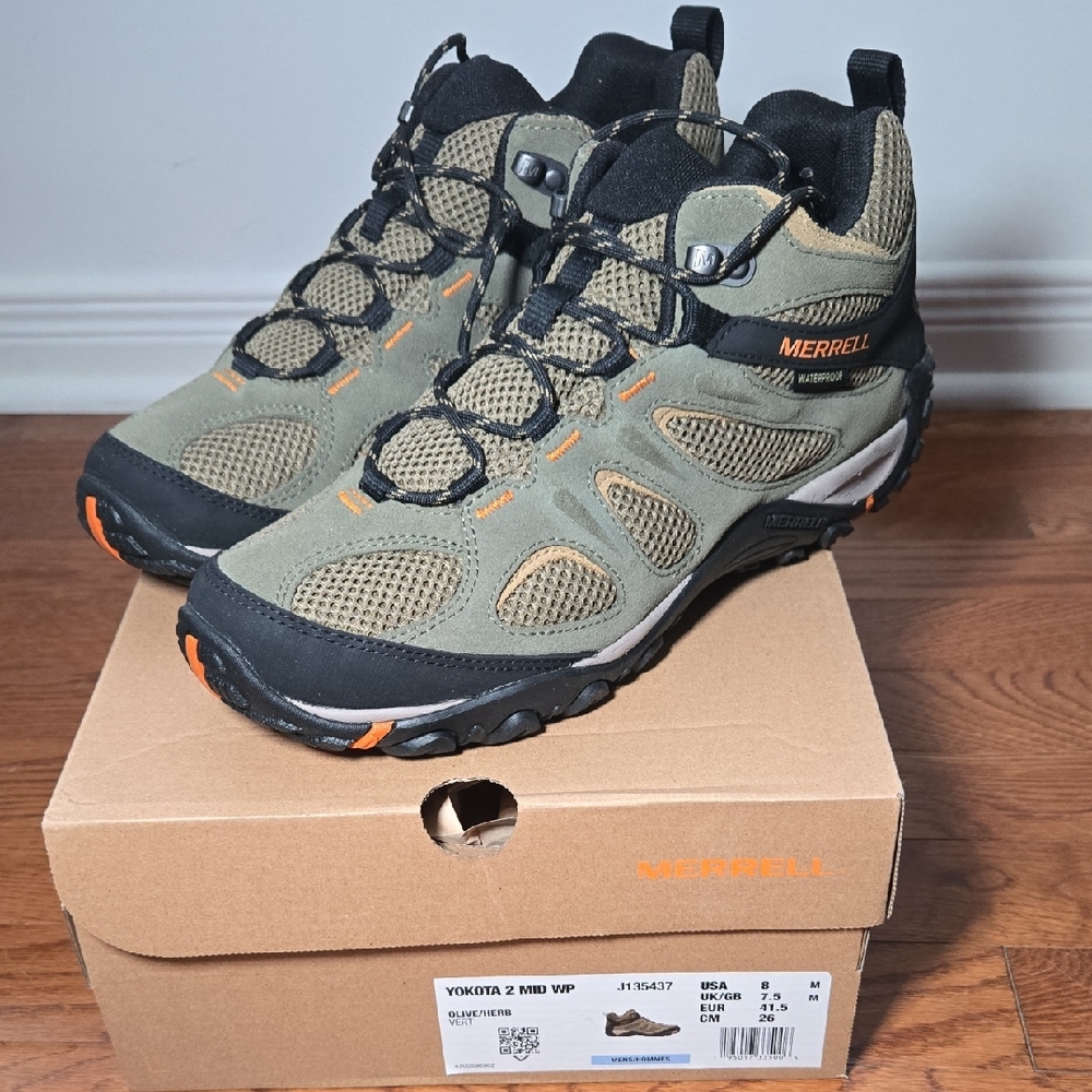 Merrell Men's Yokota 2 Waterproof Mid-Height Hiking Boots Sz 8